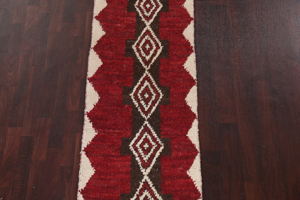 Geometric Moroccan Wool Runner Rug 2x12