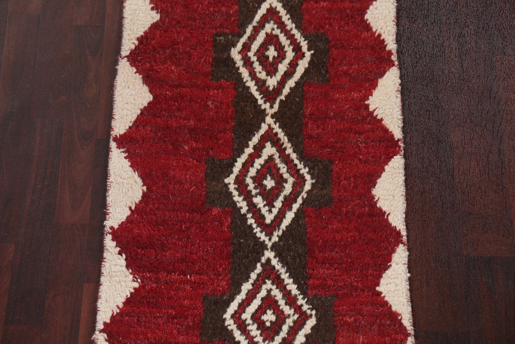 Geometric Moroccan Wool Runner Rug 2x12