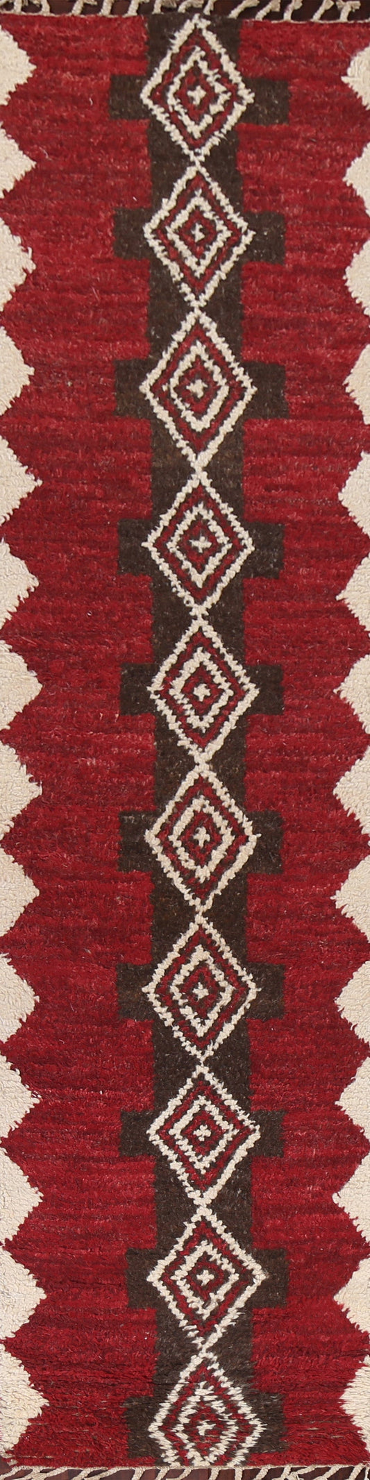 Geometric Moroccan Wool Runner Rug 2x12