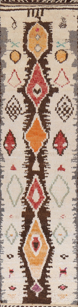 Handmade Moroccan Oriental Runner Rug 3x13