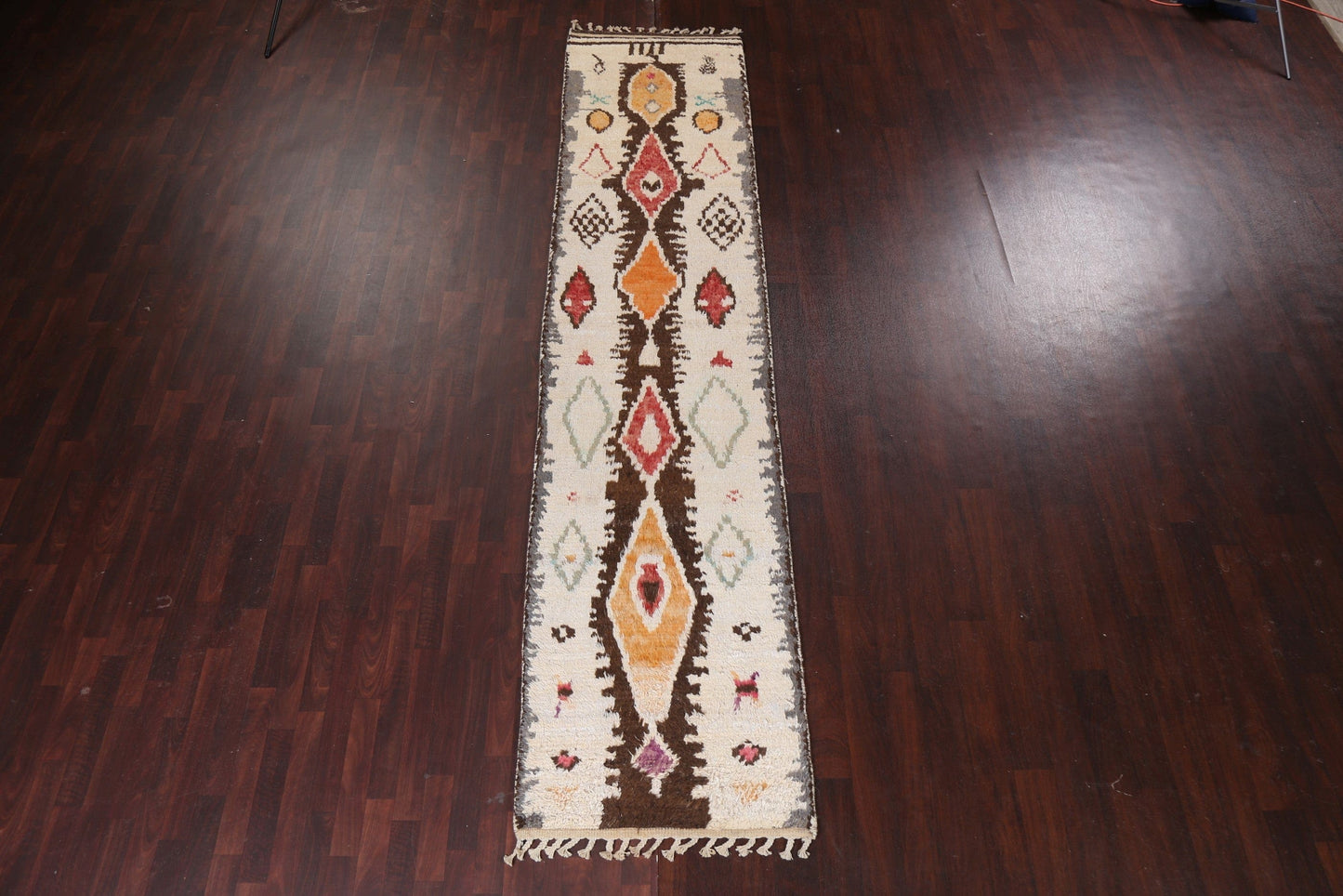 Handmade Moroccan Oriental Runner Rug 3x13