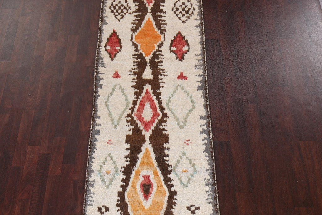 Handmade Moroccan Oriental Runner Rug 3x13