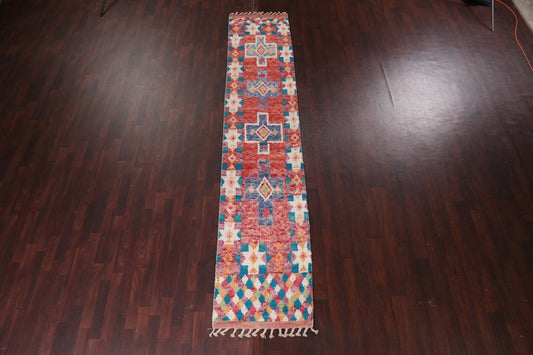 Handmade Moroccan Wool Runner Rug 3x13