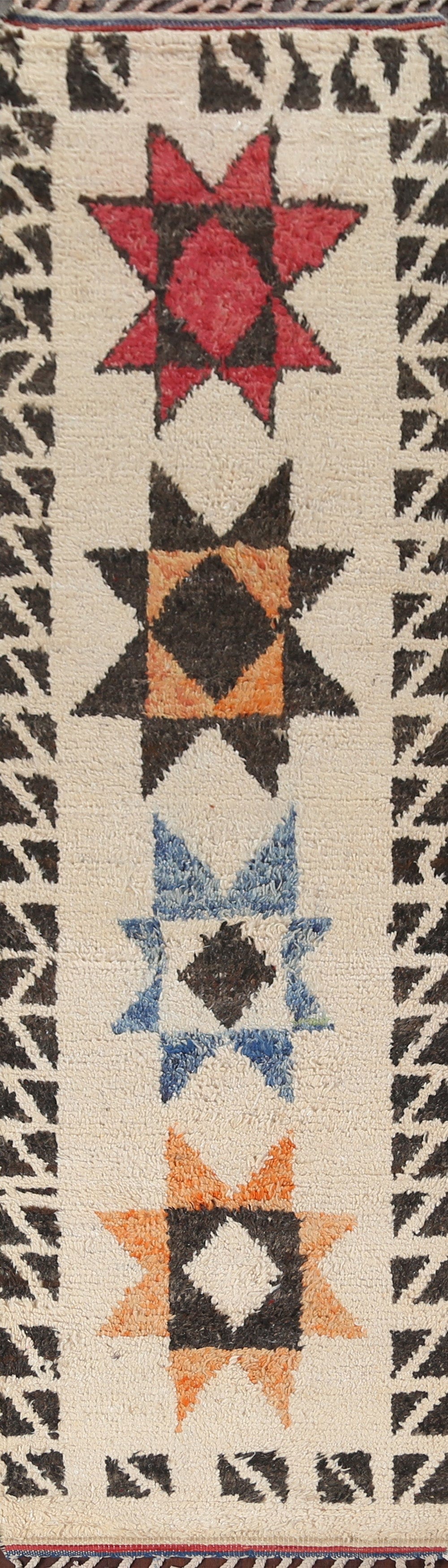 Geometric Moroccan Wool Runner Rug 2x11