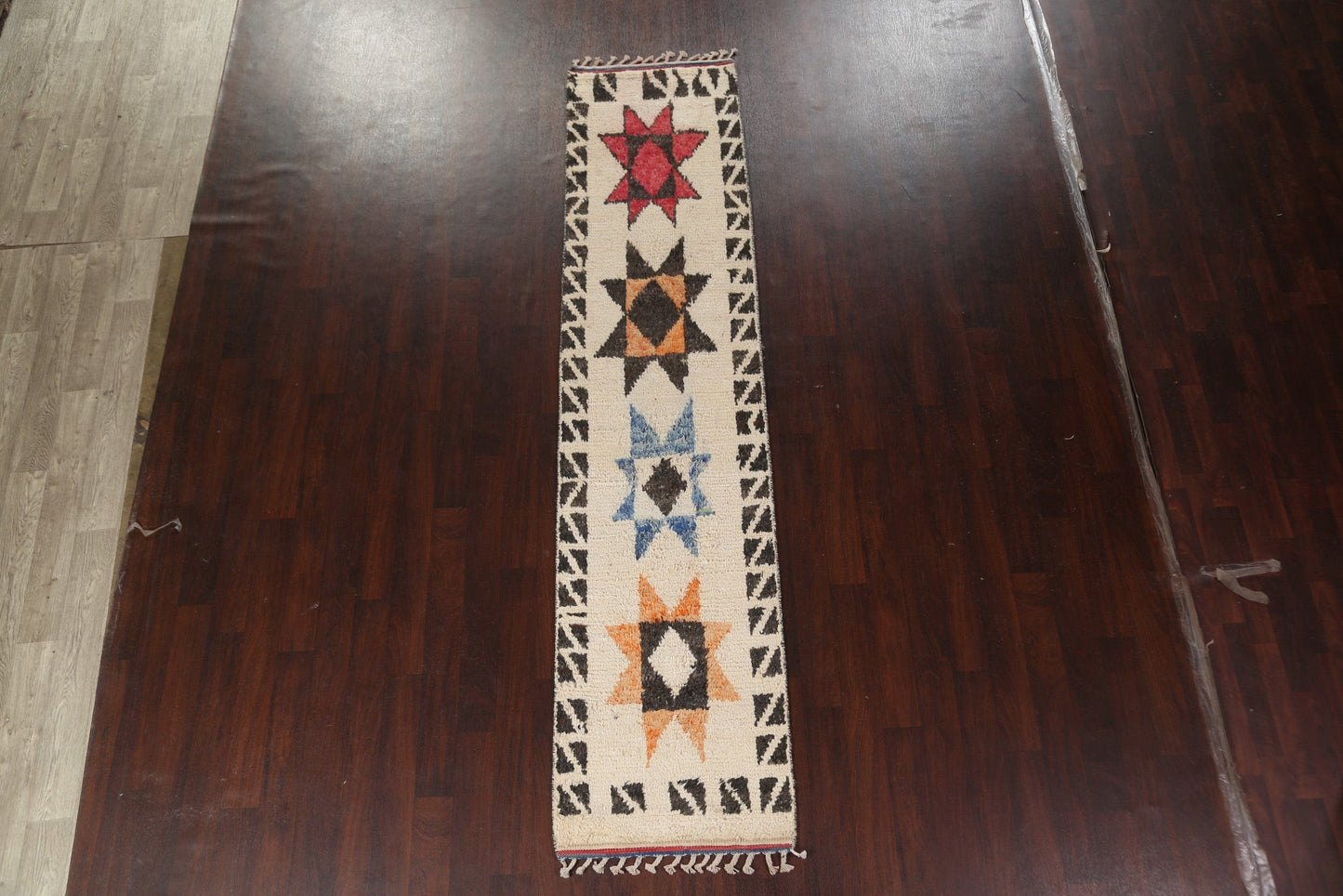 Geometric Moroccan Wool Runner Rug 2x11