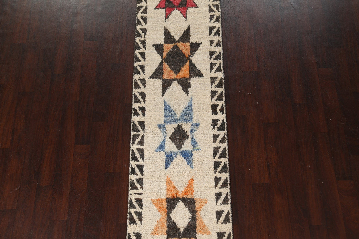 Geometric Moroccan Wool Runner Rug 2x11