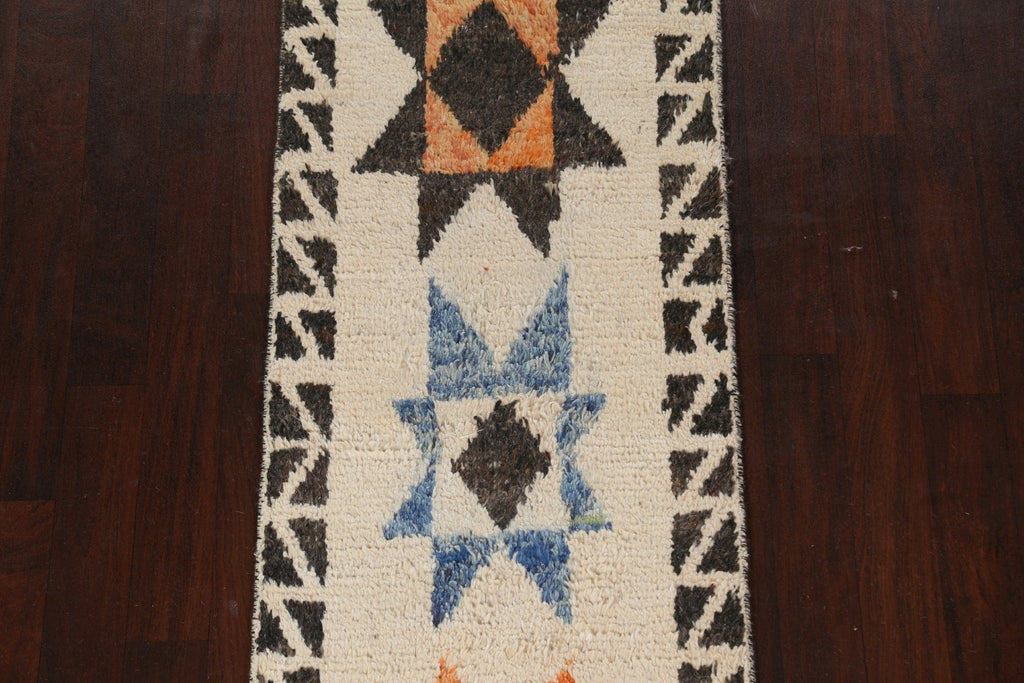 Geometric Moroccan Wool Runner Rug 2x11