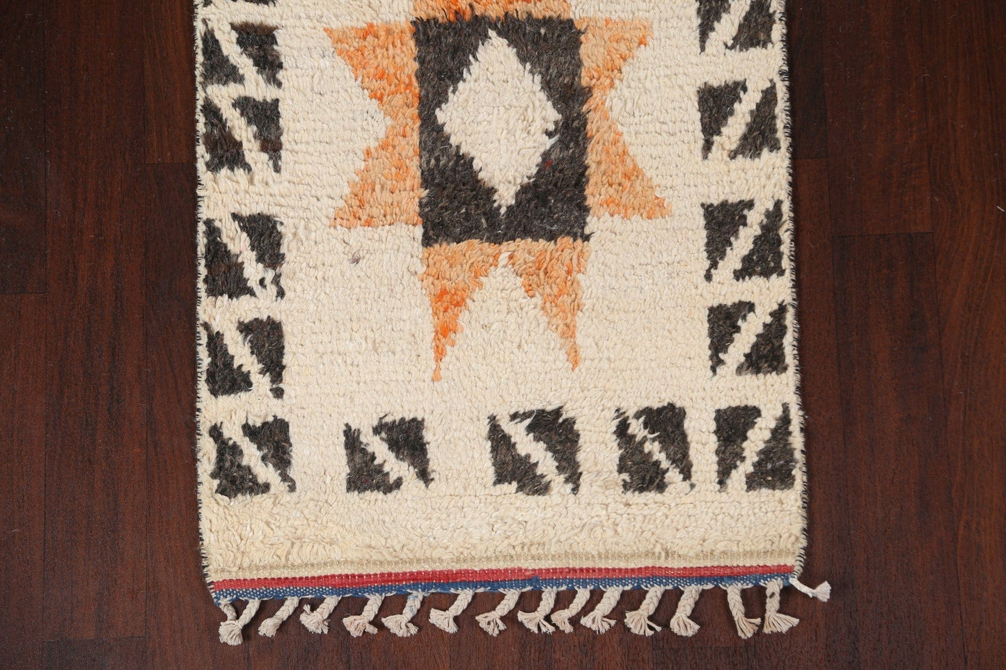 Geometric Moroccan Wool Runner Rug 2x11