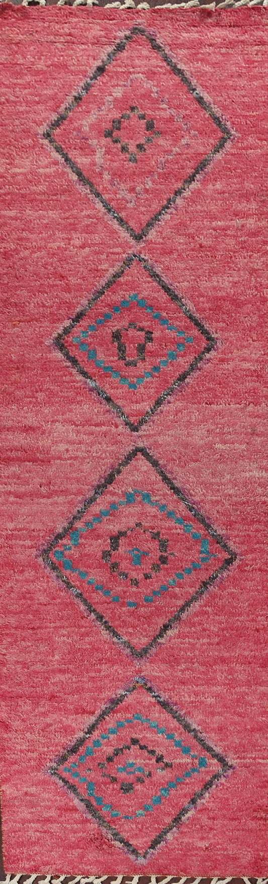 Tribal Moroccan Oriental Runner Rug 3x13