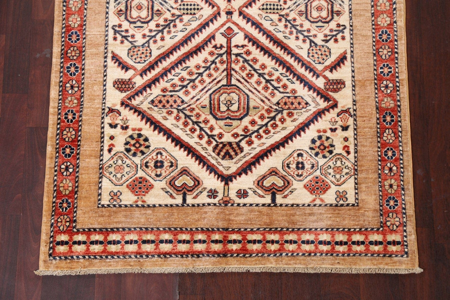 Vegetable Dye Kazak Wool Area Rug 4x6