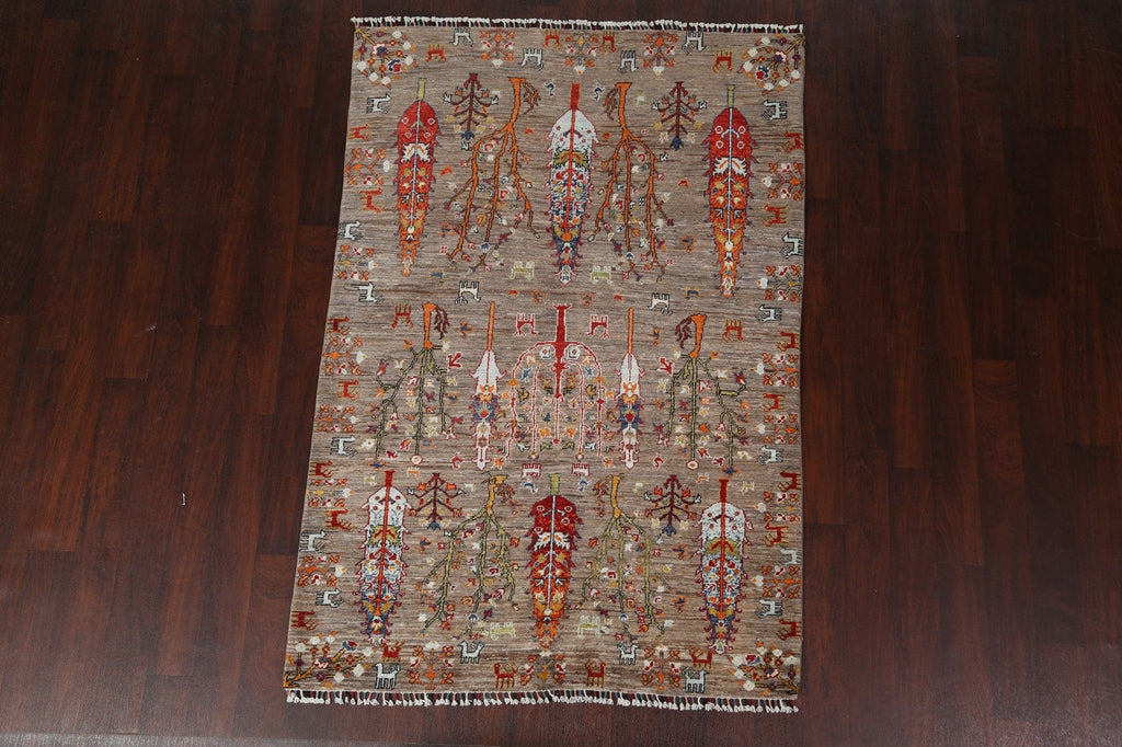 Vegetable Dye Kazak Handmade Area Rug 5x7