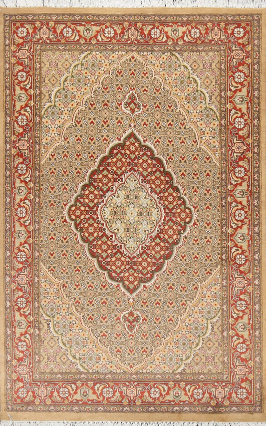 Vegetable Dye Tabriz Mahi Persian Area Rug 4x6