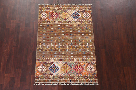 Vegetable Dye Kazak Handmade Rug 3x6