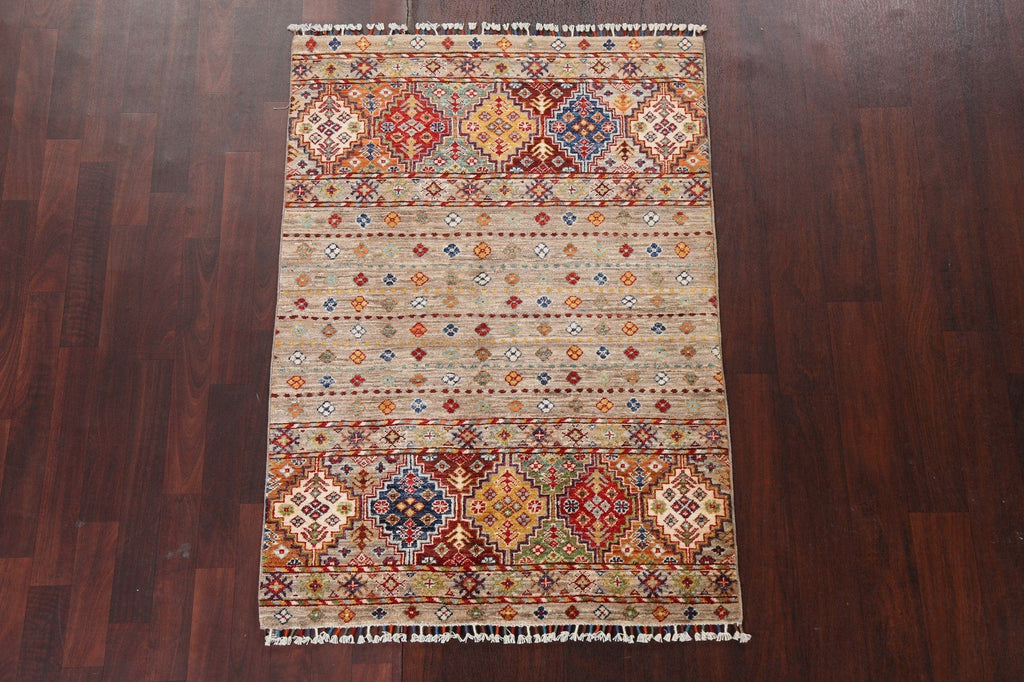 Vegetable Dye Kazak Wool Handmade Rug 3x5