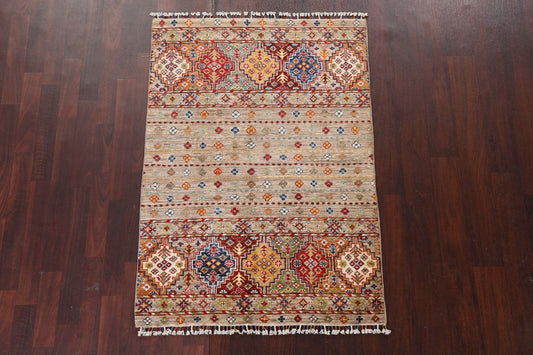 Vegetable Dye Kazak Wool Handmade Rug 3x5