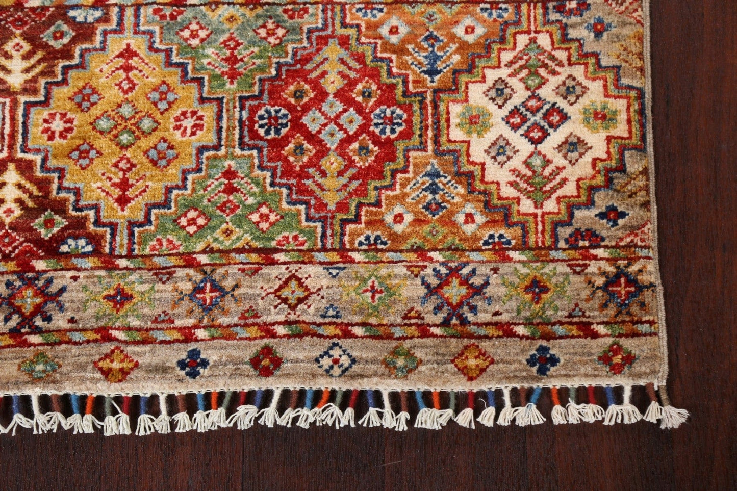 Vegetable Dye Kazak Wool Handmade Rug 3x5