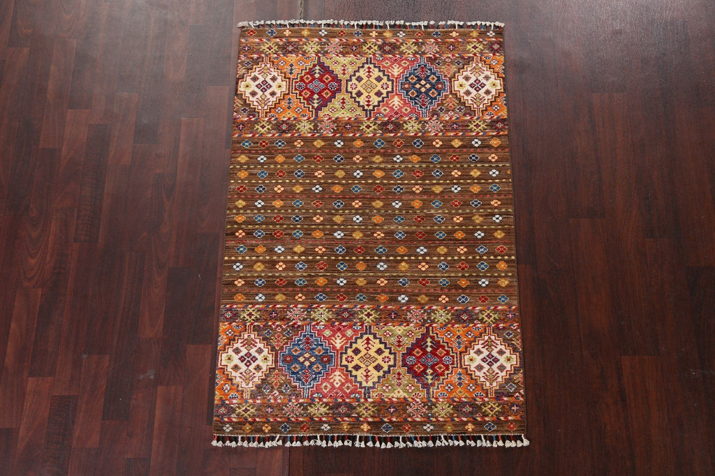 Vegetable Dye Kazak Handmade Wool Rug 3x5