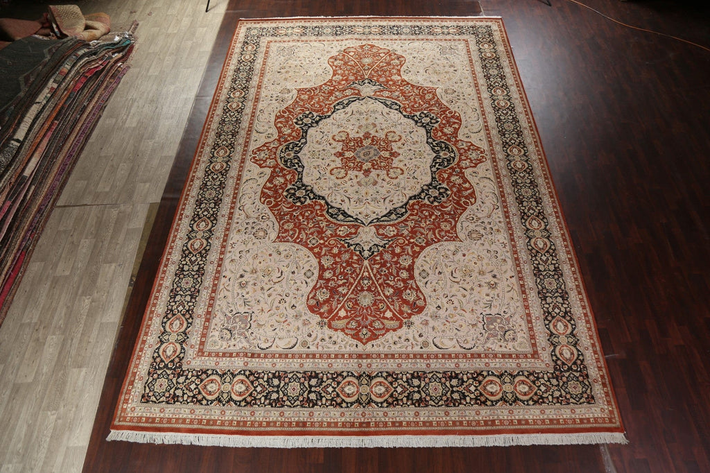 Vegetable Dye Tabriz Haj Jalili Handmade Rug 12x18