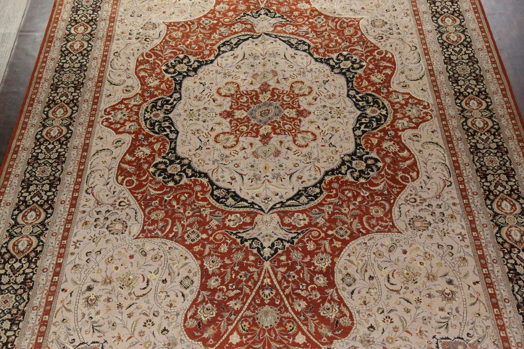 Vegetable Dye Tabriz Haj Jalili Handmade Rug 12x18