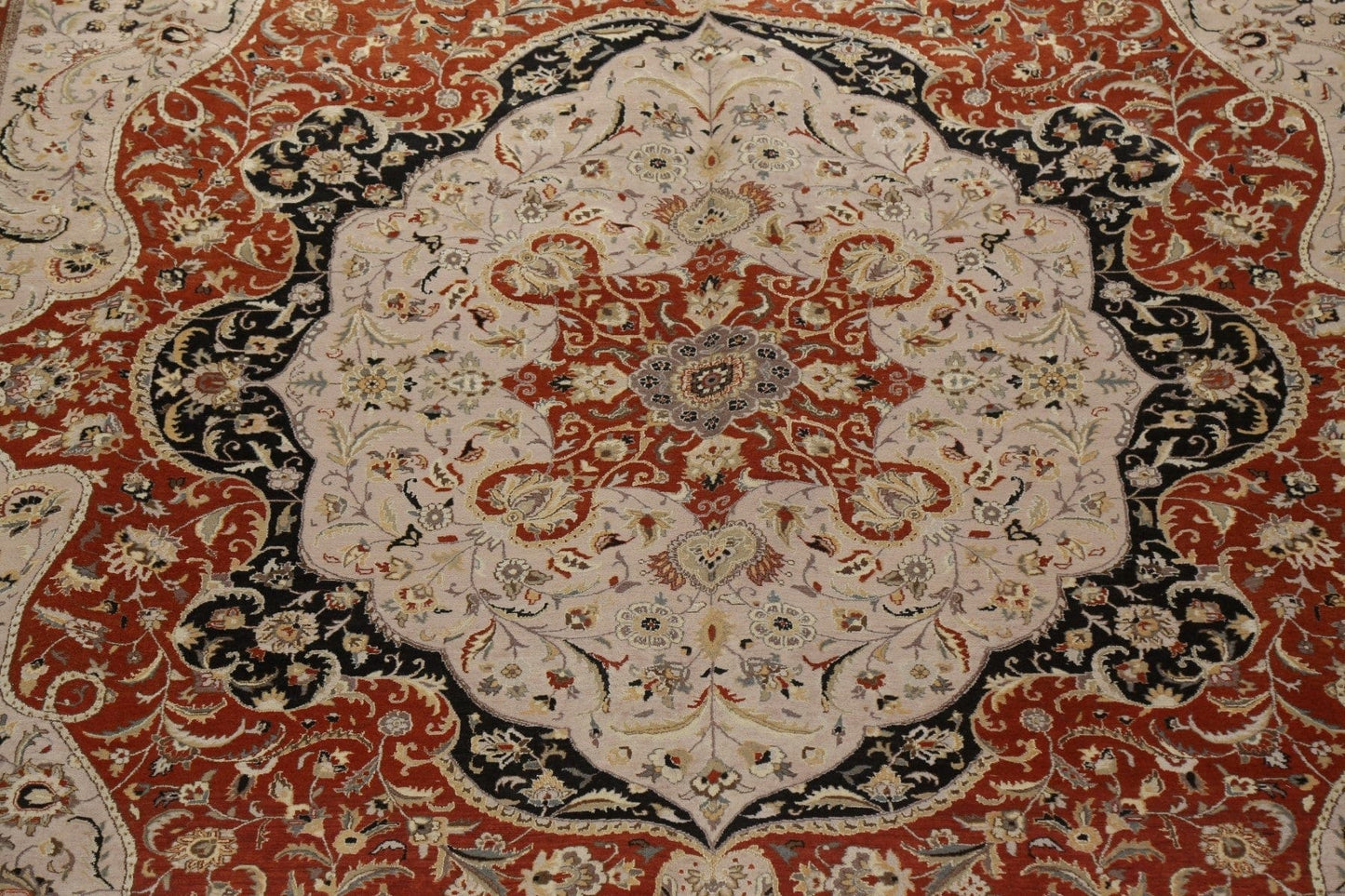 Vegetable Dye Tabriz Haj Jalili Handmade Rug 12x18