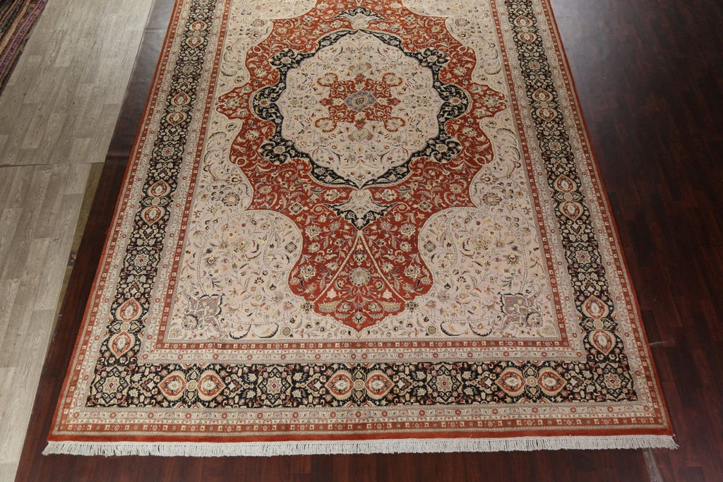 Vegetable Dye Tabriz Haj Jalili Handmade Rug 12x18