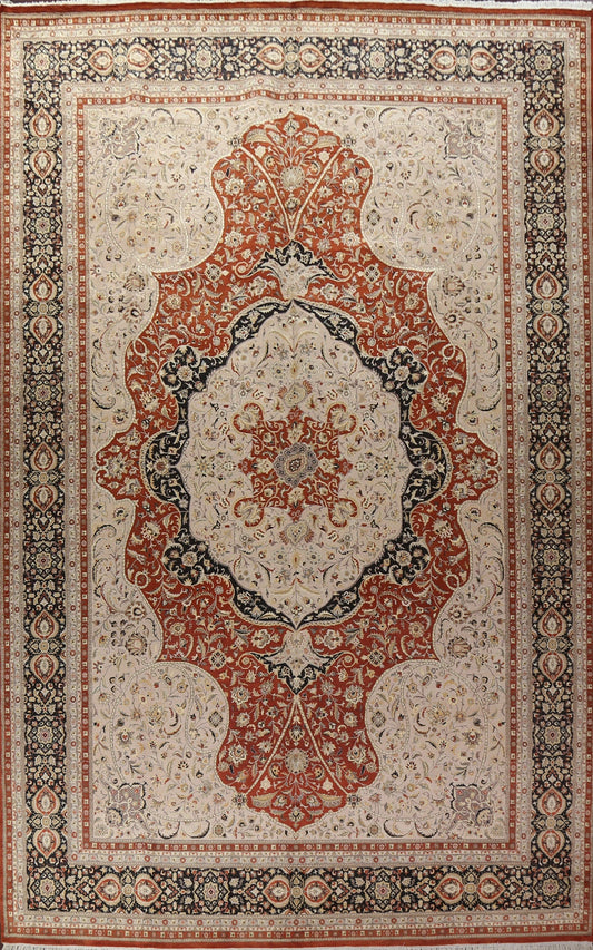 Vegetable Dye Tabriz Haj Jalili Handmade Rug 12x18