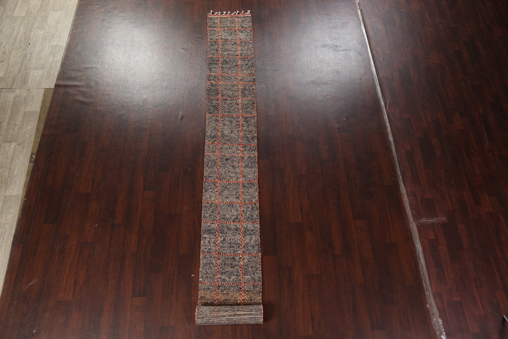 Handmade Moroccan Wool Runner Rug 2x17