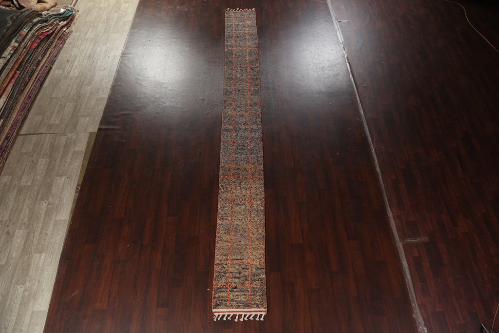 Handmade Moroccan Wool Runner Rug 2x17