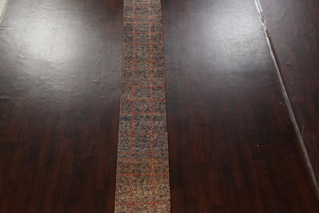 Handmade Moroccan Wool Runner Rug 2x17