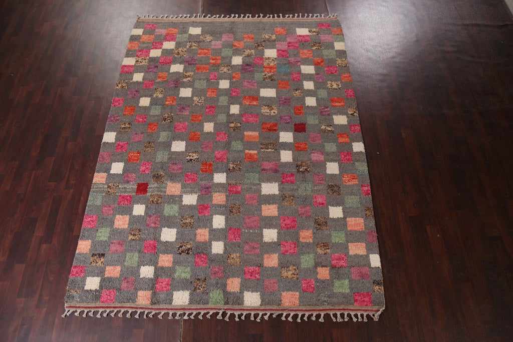 Checkered Moroccan Wool Area Rug 8x11