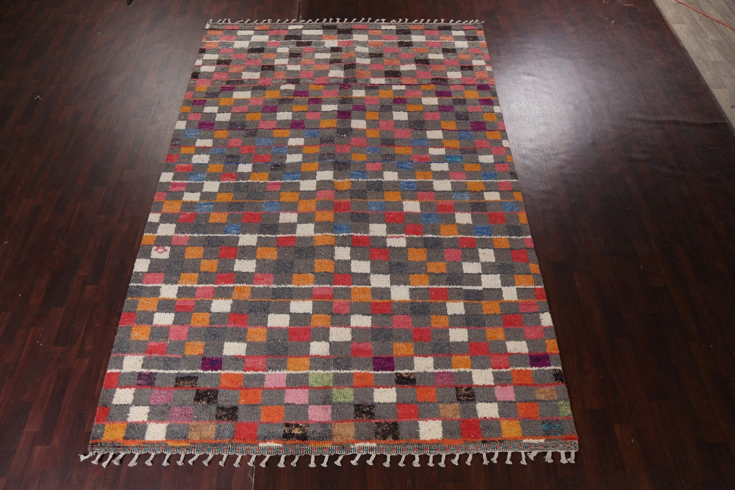 Checkered Moroccan Wool Area Rug 9x13