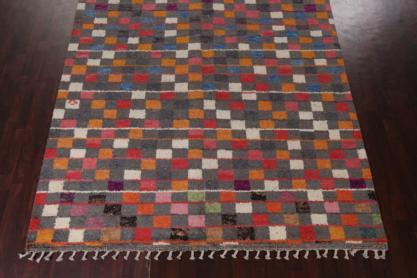 Checkered Moroccan Wool Area Rug 9x13