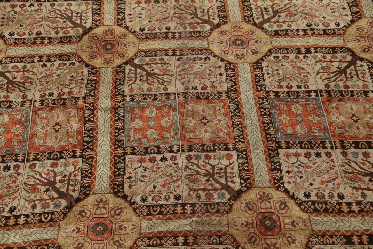 Antique Vegetable Dye Tabriz Haj Jalili Persian Rug 14x20