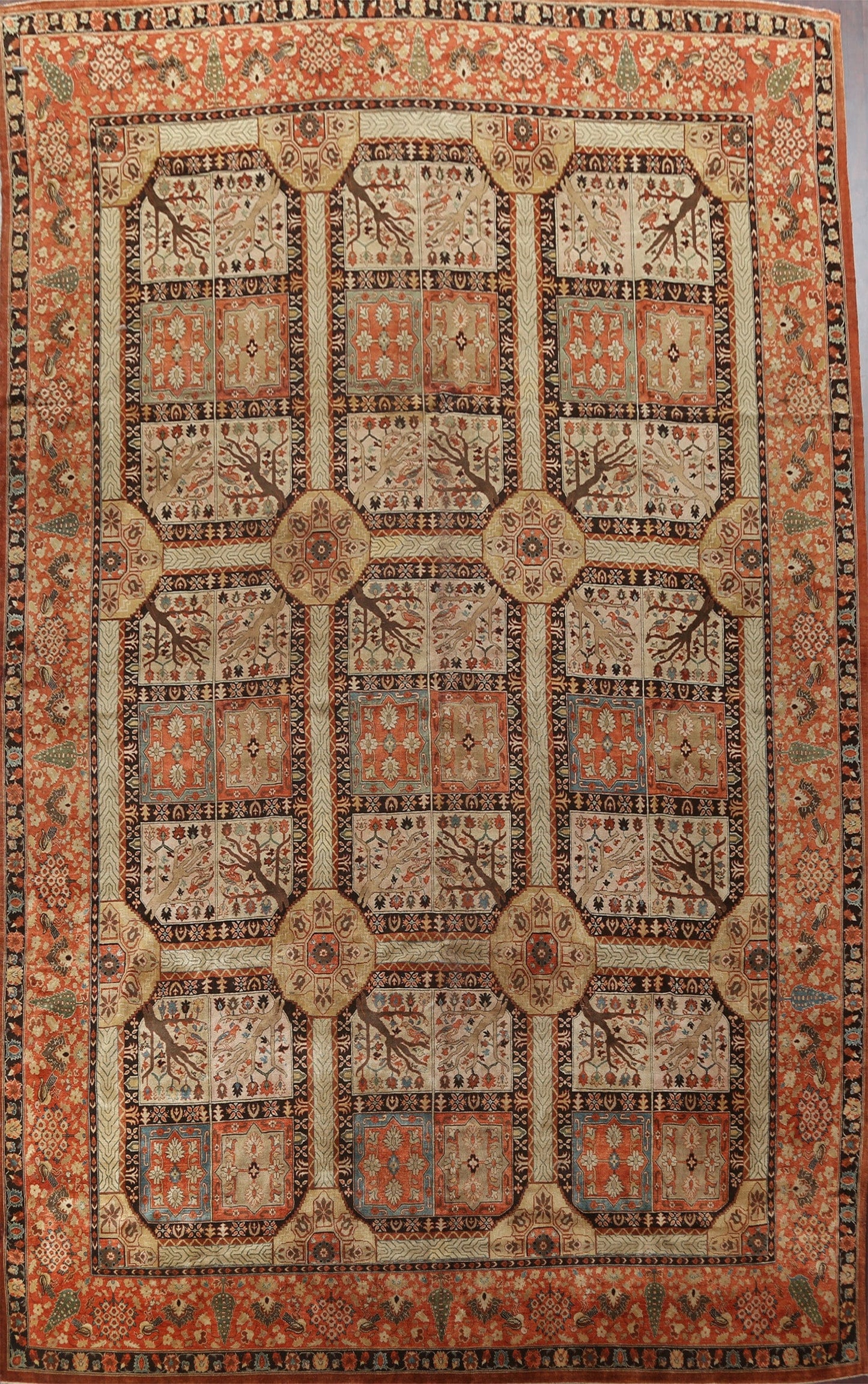 Antique Vegetable Dye Tabriz Haj Jalili Persian Rug 14x20