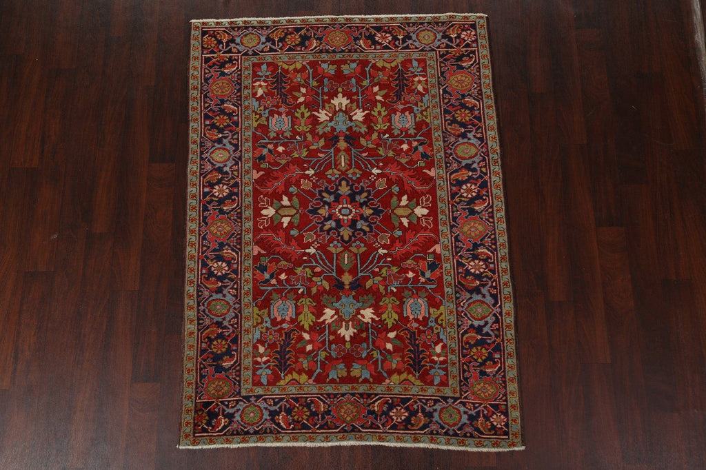 Antique Vegetable Dye Heriz Serapi Persian Area Rug 5x7