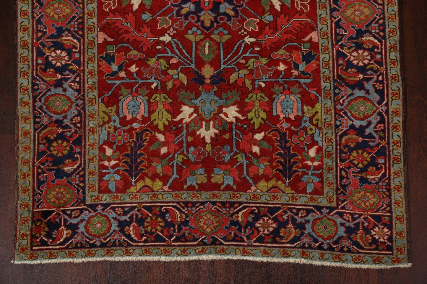 Antique Vegetable Dye Heriz Serapi Persian Area Rug 5x7