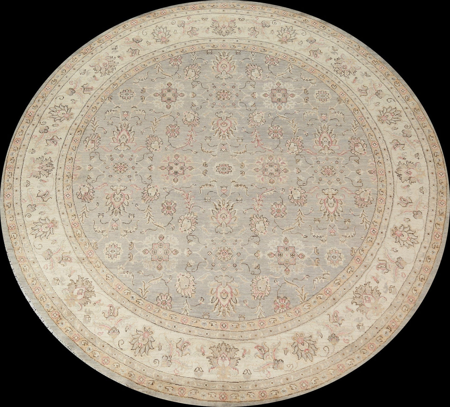 Handmade Oushak Chobi Wool Round Rug 10x10