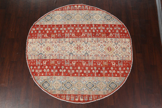 Wool Round Kazak Oriental Area Rug 7x7