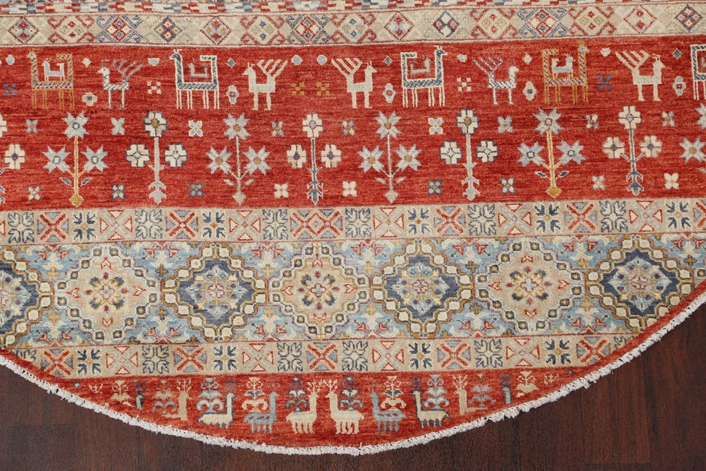 Wool Round Kazak Oriental Area Rug 7x7