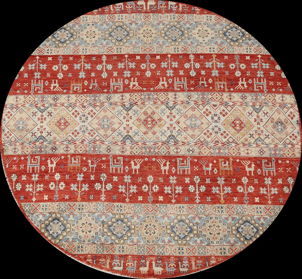 Wool Round Kazak Oriental Area Rug 7x7