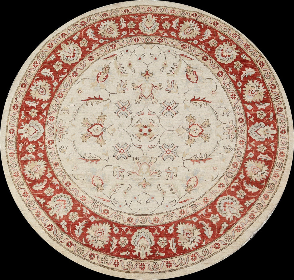 Floral Oushak Chobi Area Round Rug 6x6