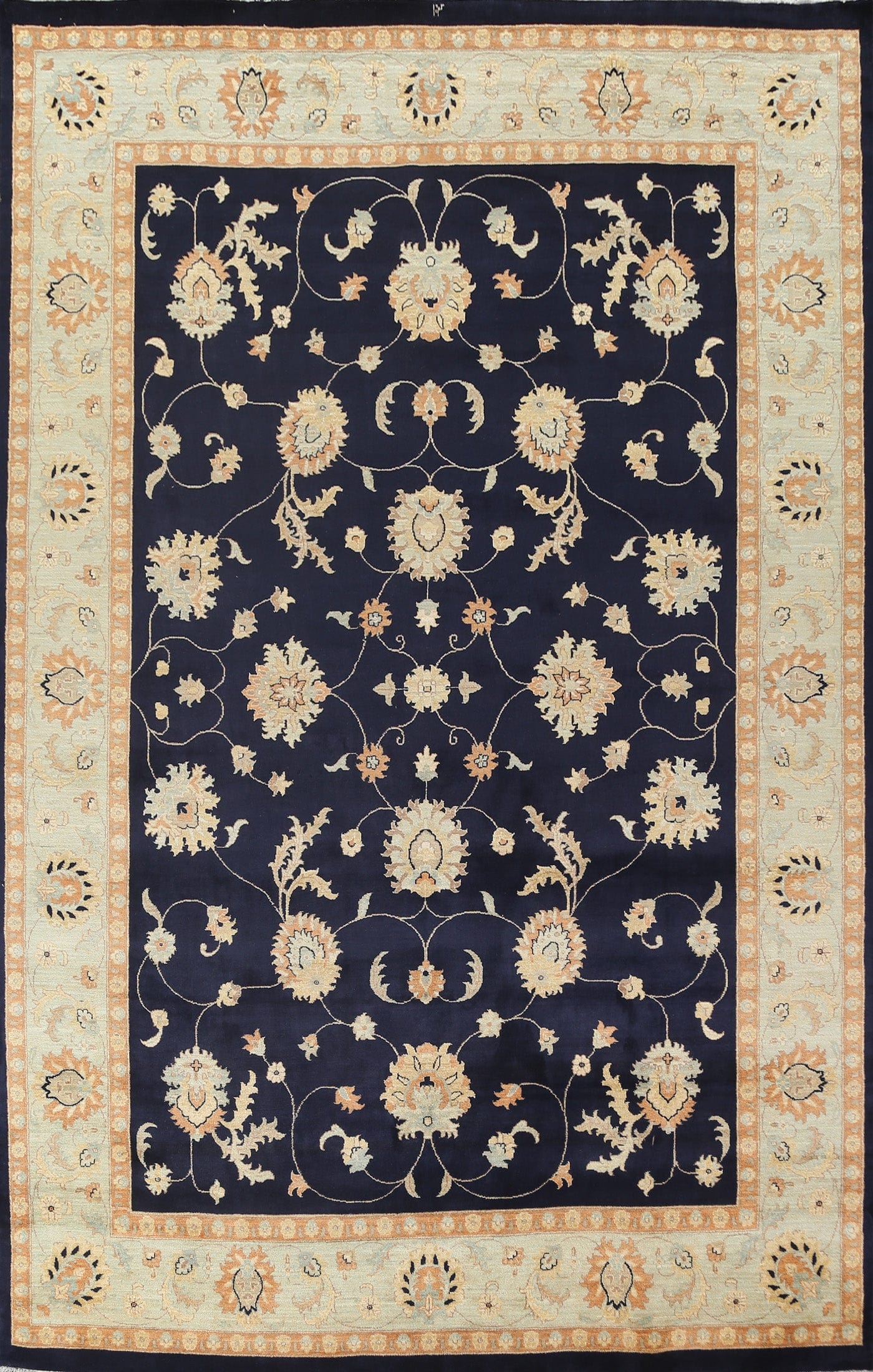 Navy Blue Oushak Chobi Handmade Area Rug 9x12