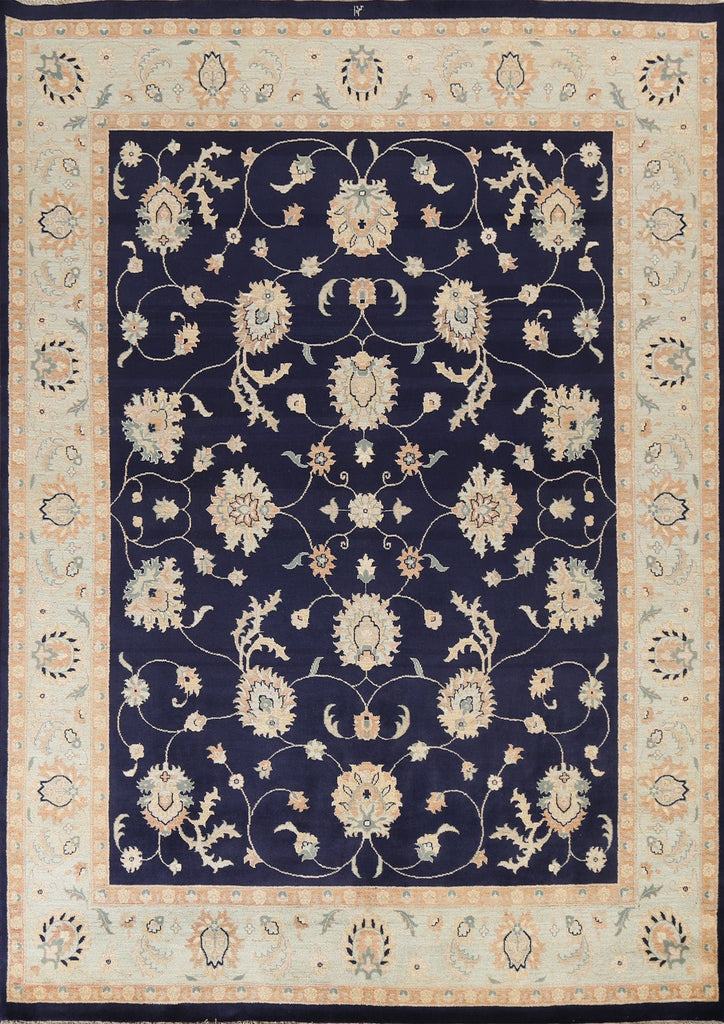 Navy Blue Oushak Chobi Handmade Wool Rug 8x10