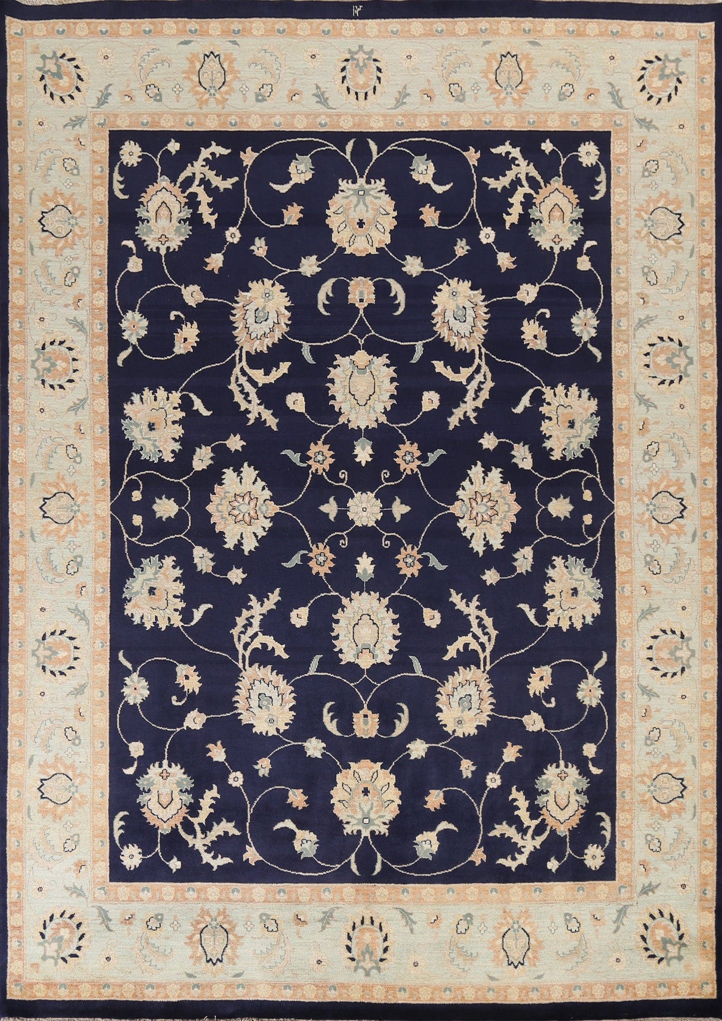 Navy Blue Oushak Chobi Handmade Wool Rug 8x10