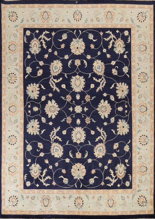 Navy Blue Oushak Chobi Handmade Wool Rug 8x10