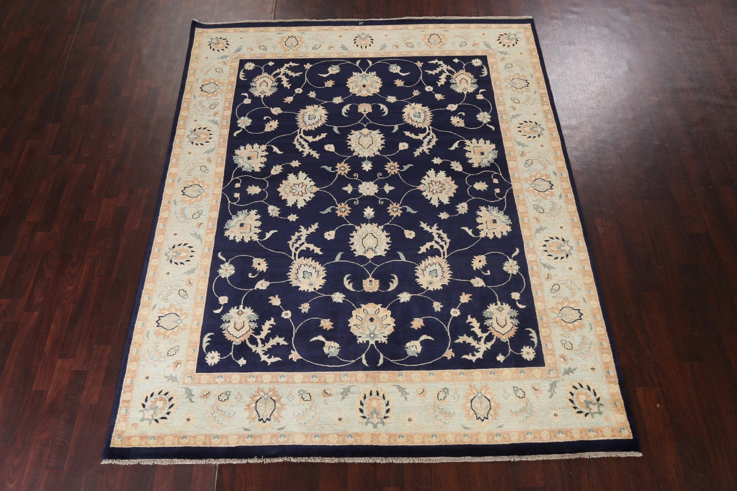 Navy Blue Oushak Chobi Handmade Wool Rug 8x10