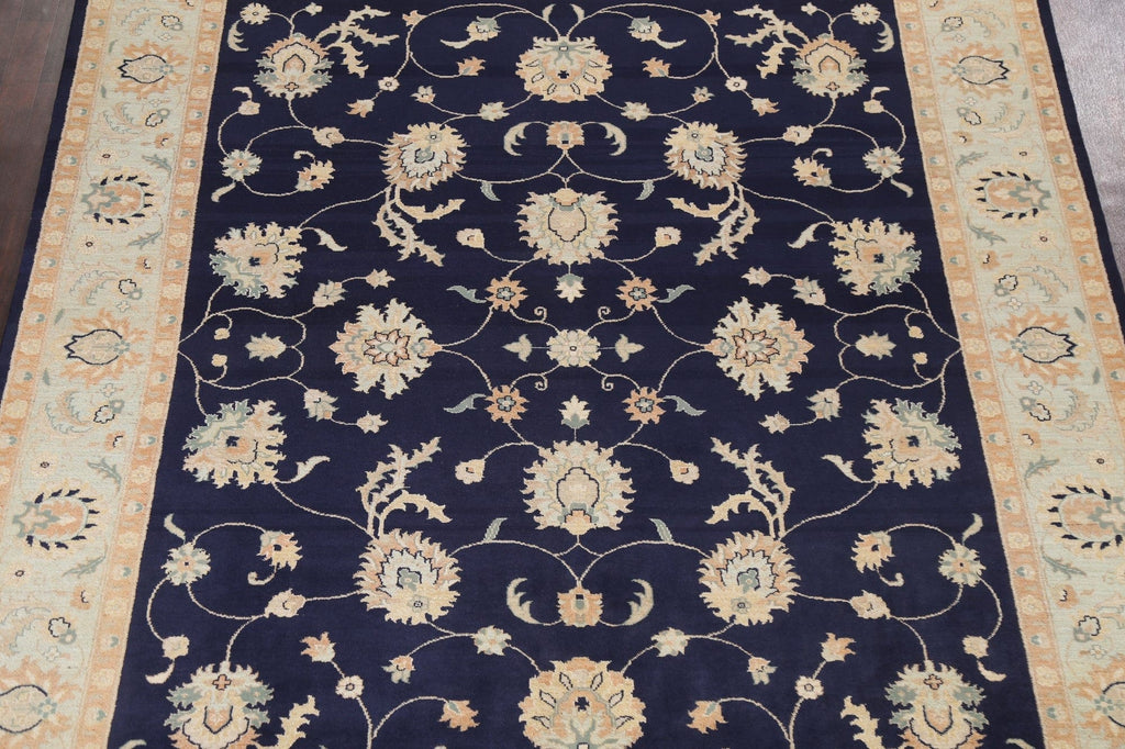 Navy Blue Oushak Chobi Handmade Wool Rug 8x10