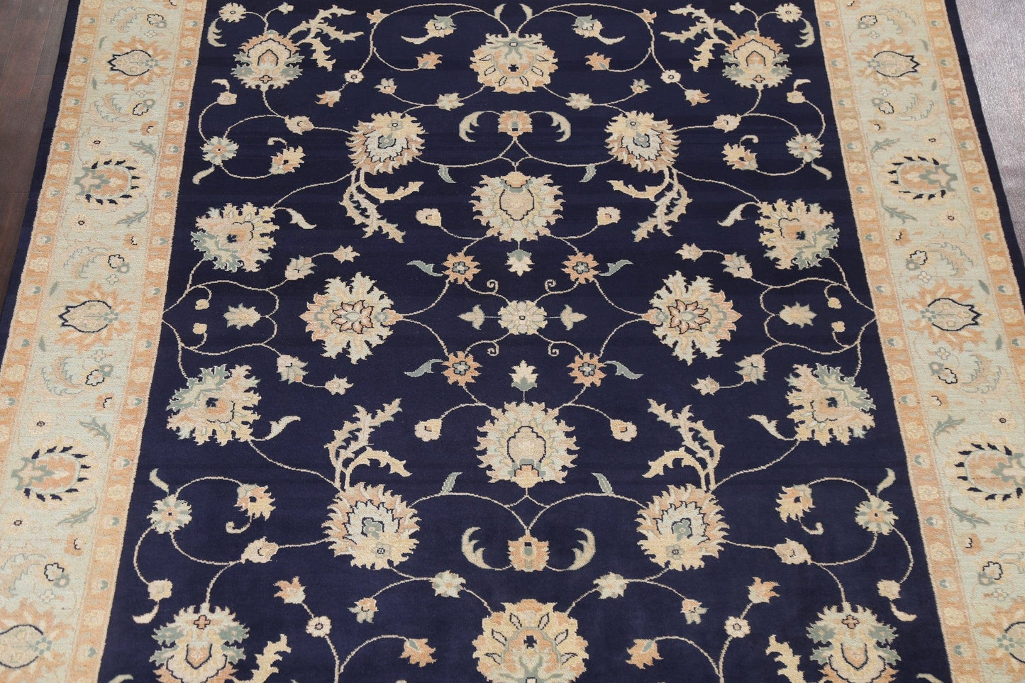 Navy Blue Oushak Chobi Handmade Wool Rug 8x10