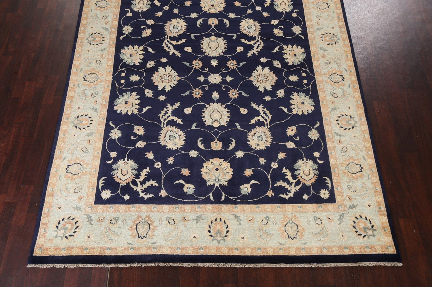 Navy Blue Oushak Chobi Handmade Wool Rug 8x10