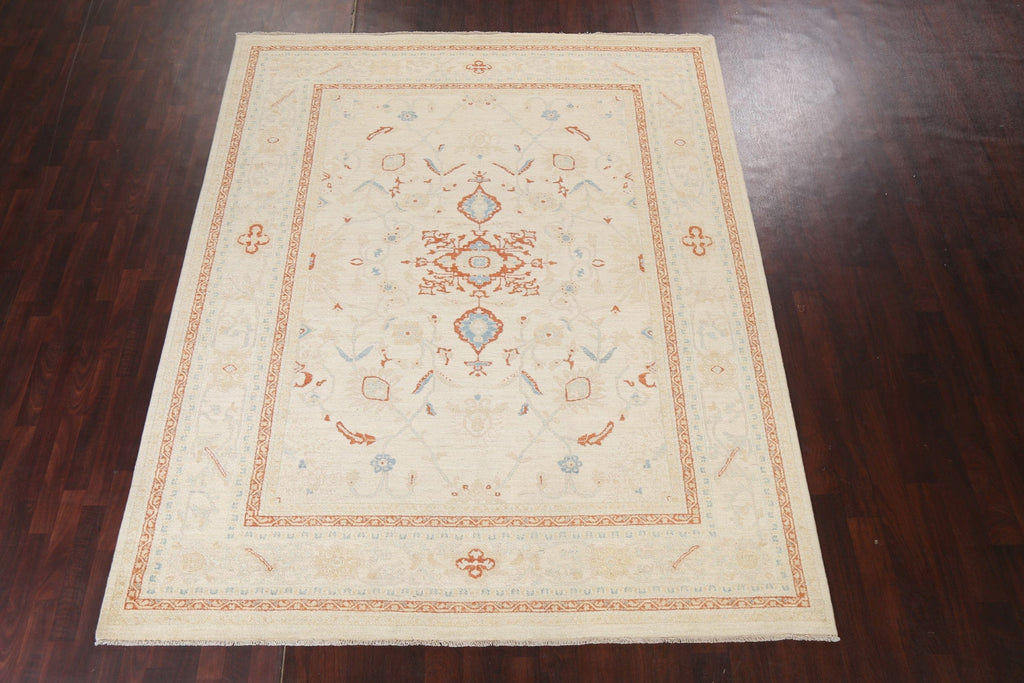 Geometric Oushak Chobi Handmade Wool Rug 8x10